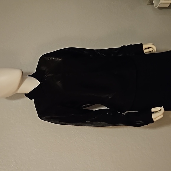 VTG CASSEE'S Black Satin Metallic Button Down Long Sleeve Dress Shirt - Picture 2 of 7